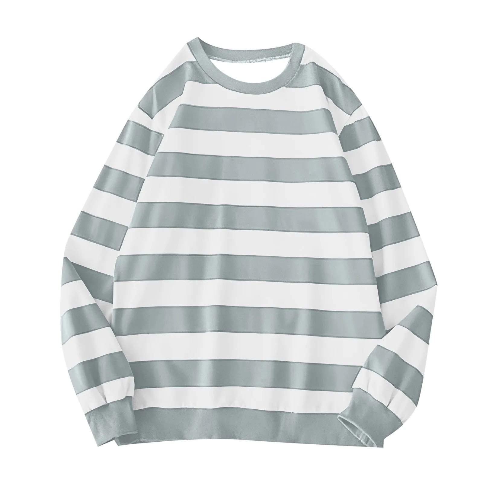 Women's Long-Sleeve Striped Sweatshirt Casual Crewneck Oversized Pullover Harajuku Loose Fit Stripe Fall Street Sweatshirt Top