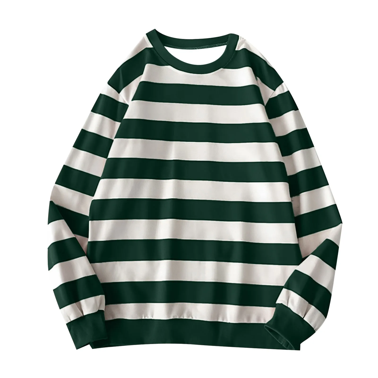 Women's Long-Sleeve Striped Sweatshirt Casual Crewneck Oversized Pullover Harajuku Loose Fit Stripe Fall Street Sweatshirt Top