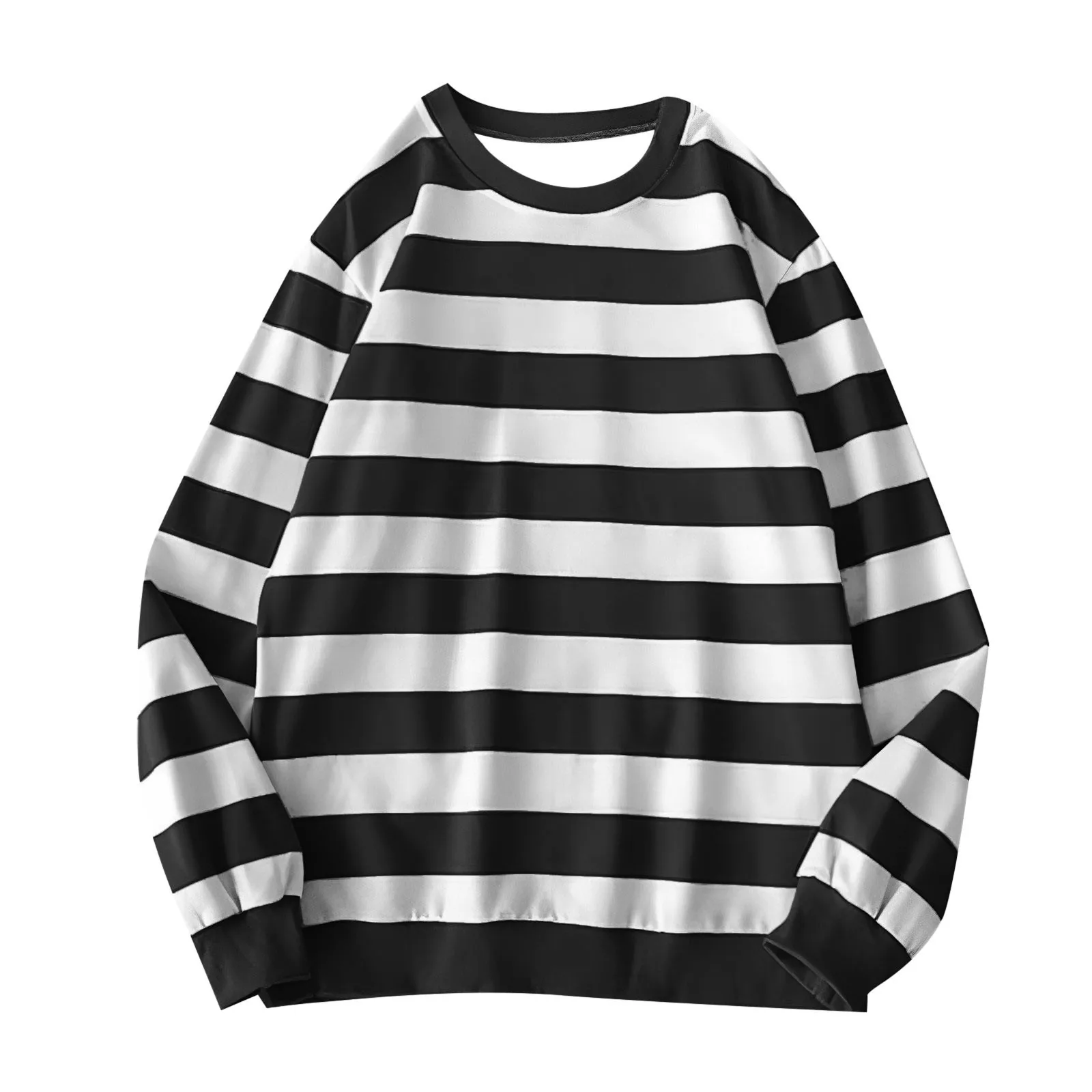 Women's Long-Sleeve Striped Sweatshirt Casual Crewneck Oversized Pullover Harajuku Loose Fit Stripe Fall Street Sweatshirt Top