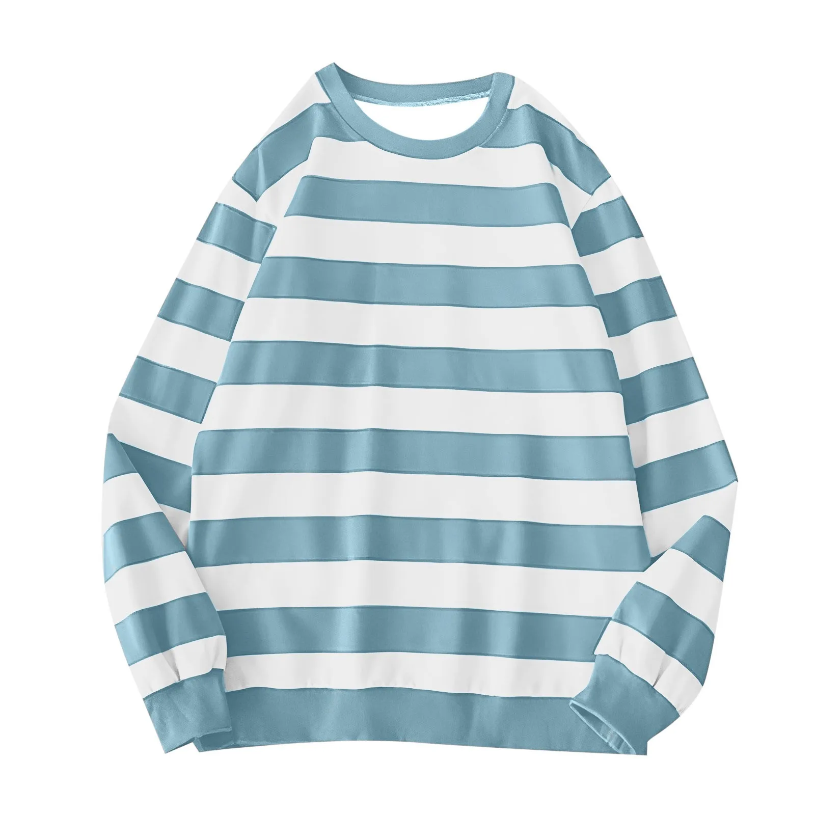 Women's Long-Sleeve Striped Sweatshirt Casual Crewneck Oversized Pullover Harajuku Loose Fit Stripe Fall Street Sweatshirt Top