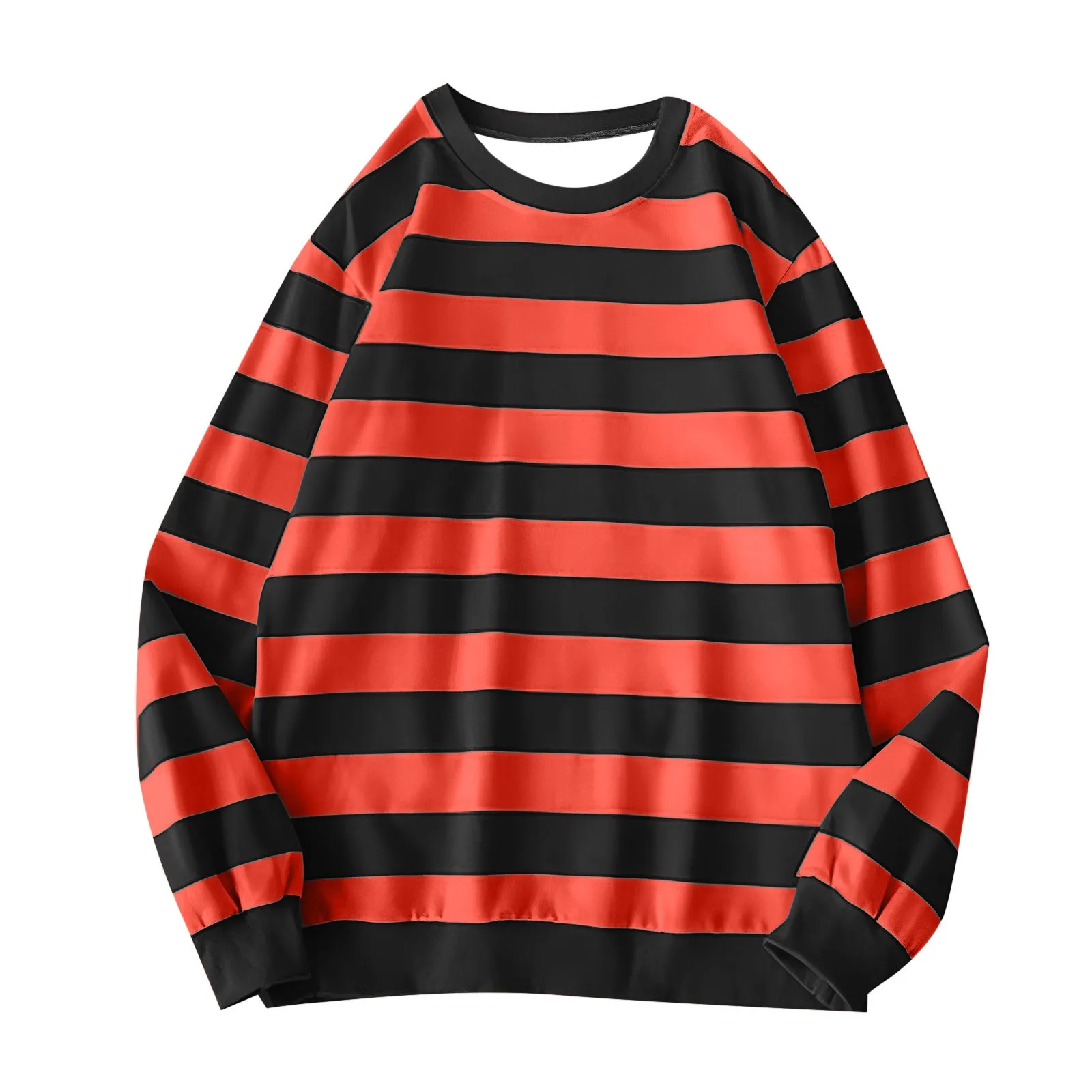 Women's Long-Sleeve Striped Sweatshirt Casual Crewneck Oversized Pullover Harajuku Loose Fit Stripe Fall Street Sweatshirt Top