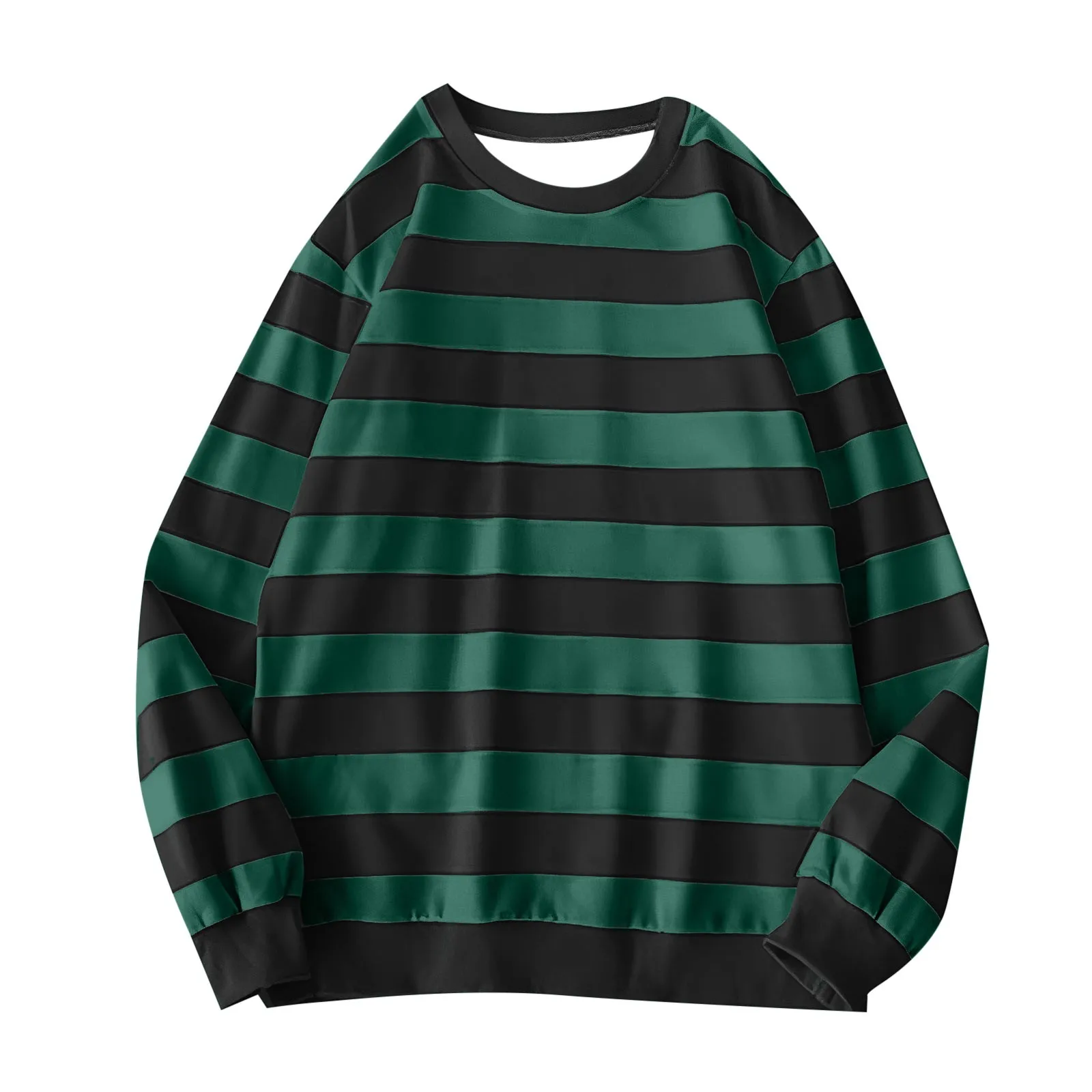 Women's Long-Sleeve Striped Sweatshirt Casual Crewneck Oversized Pullover Harajuku Loose Fit Stripe Fall Street Sweatshirt Top