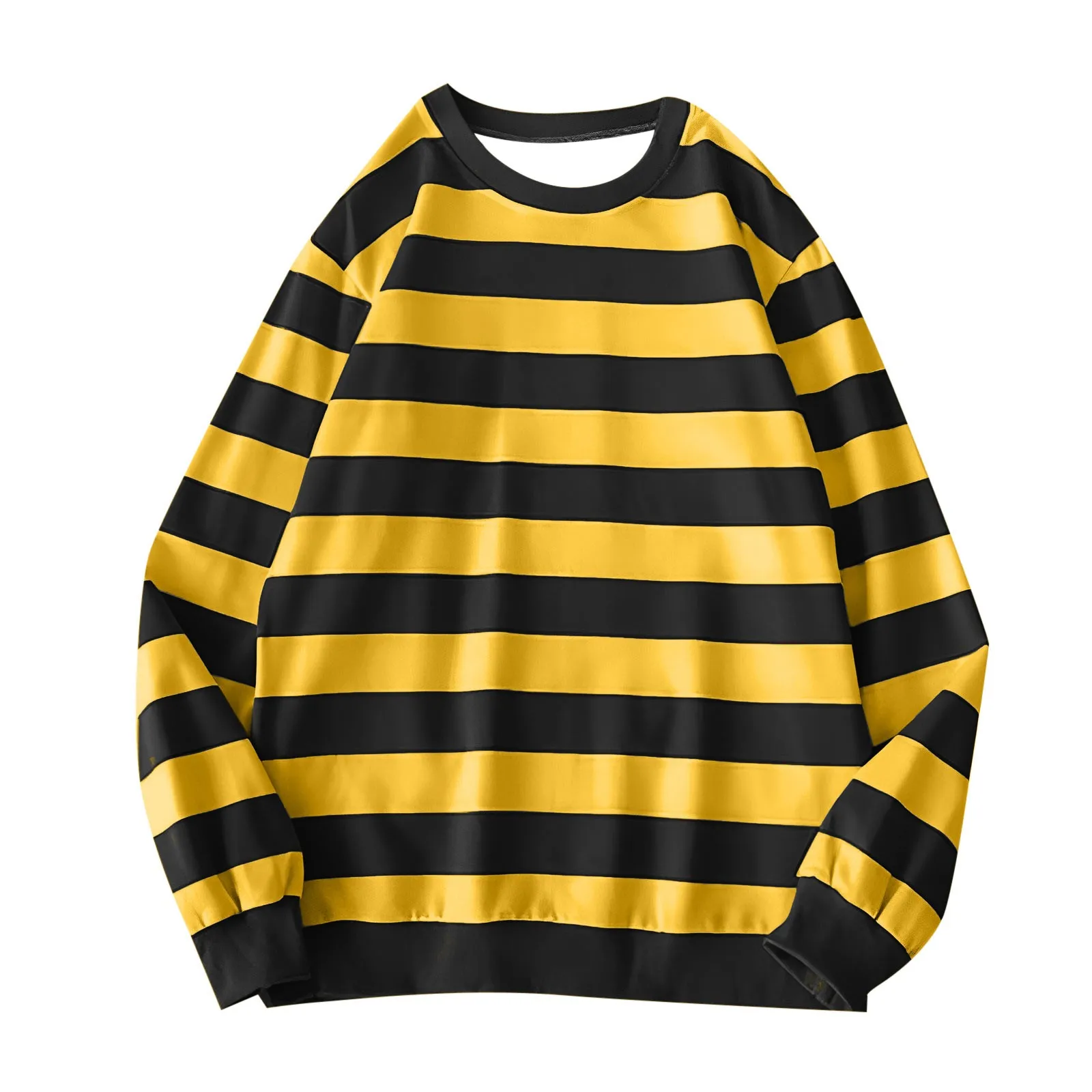 Women's Long-Sleeve Striped Sweatshirt Casual Crewneck Oversized Pullover Harajuku Loose Fit Stripe Fall Street Sweatshirt Top