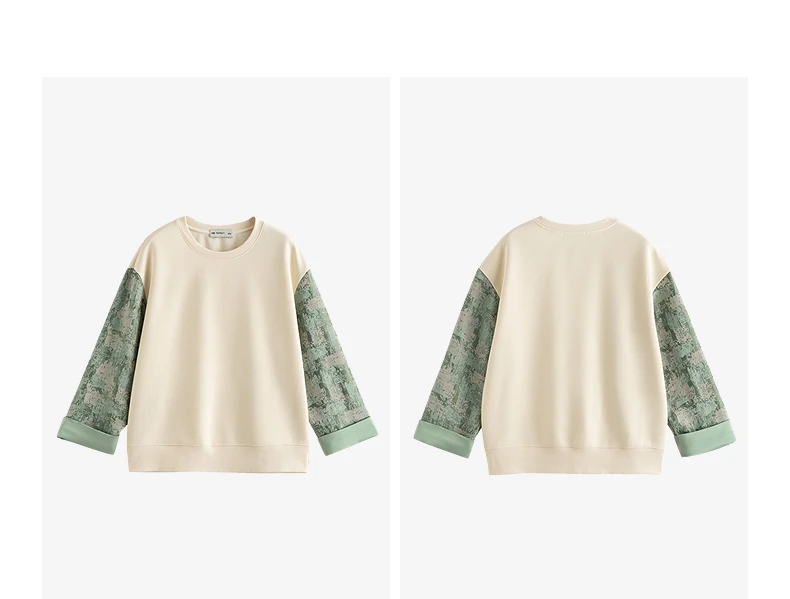 TOYOUTH Women Hoodies 2026 Spring New Fake Two-Piece Splicing Jacquard Casual Sweatshirt Tops