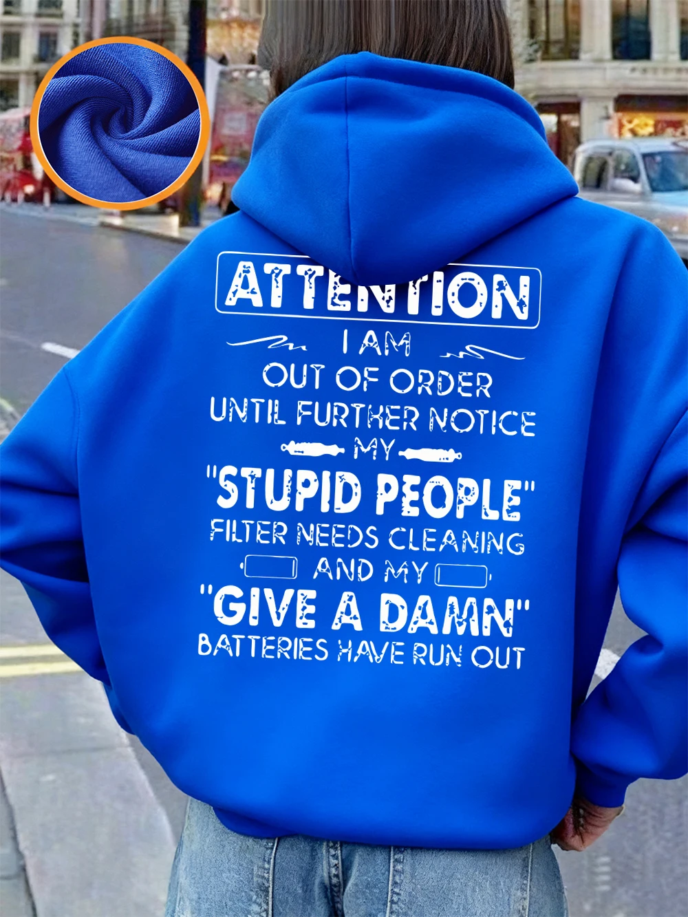 Attention Funny Phrases Prints Hoodies Women Winter Fleece Warm Pullover Loose Pocket Sweatshirt Casual Sporty Woman Clothes