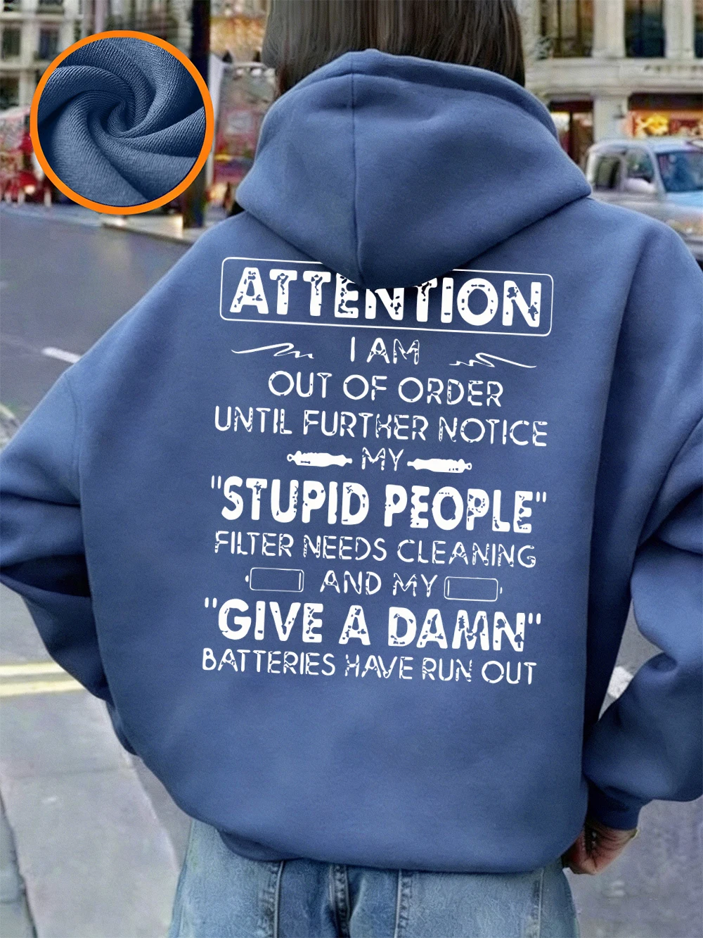 Attention Funny Phrases Prints Hoodies Women Winter Fleece Warm Pullover Loose Pocket Sweatshirt Casual Sporty Woman Clothes