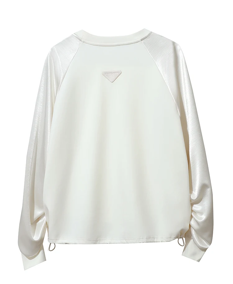 AMII Woman Sweatshirts 2026 Autumn Minimalist O-Neck Loose Casual Top Women Patchwork Long Sleeve Sweatshirts For Women 12543175