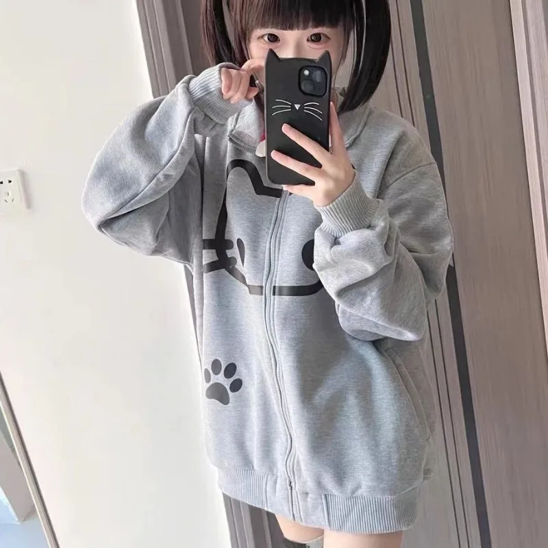 2025 Ropa Mujre Anime Hoodie Jackets Women's Clothing Stand Neck Zipper Cute Y2k Coat Casual Fashion Japanese Sweatshirts Tops