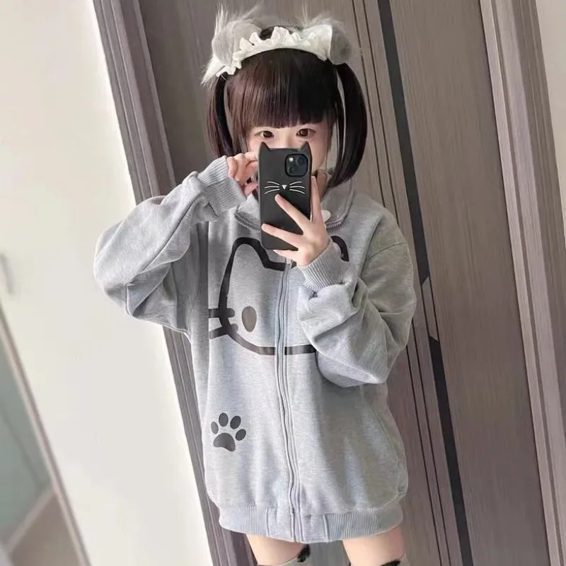 2025 Ropa Mujre Anime Hoodie Jackets Women's Clothing Stand Neck Zipper Cute Y2k Coat Casual Fashion Japanese Sweatshirts Tops
