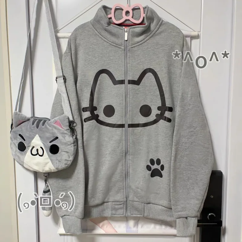 2025 Ropa Mujre Anime Hoodie Jackets Women's Clothing Stand Neck Zipper Cute Y2k Coat Casual Fashion Japanese Sweatshirts Tops
