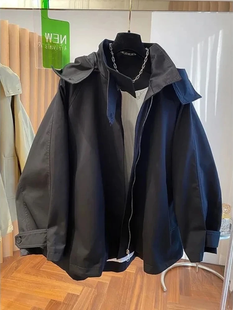 Y2k Long Sleeve Trench Coat Women Elegant Solid Hooded Coat Button Patchwork Bodycon Crop Tops Autumn Winter Streetwear 2026