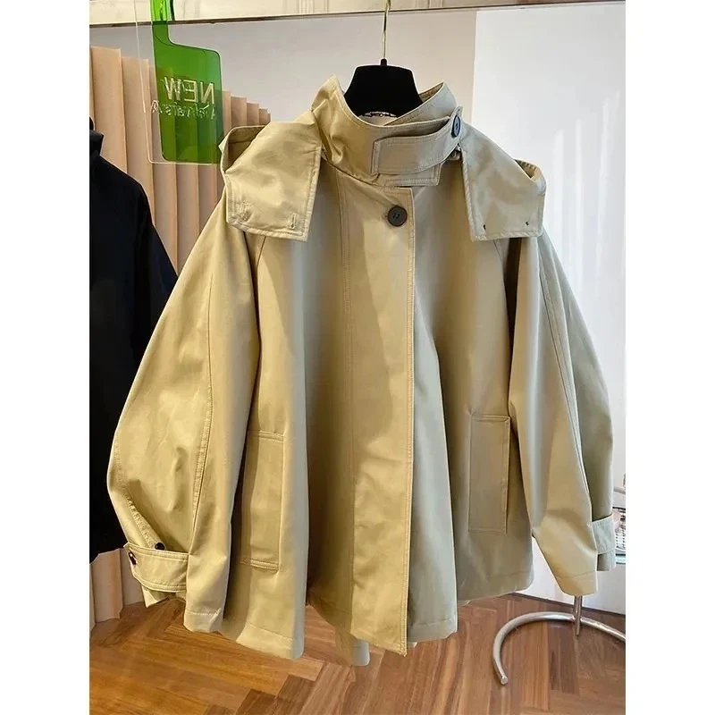 Y2k Long Sleeve Trench Coat Women Elegant Solid Hooded Coat Button Patchwork Bodycon Crop Tops Autumn Winter Streetwear 2026