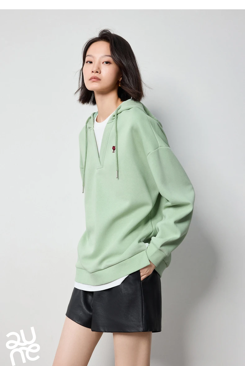 TOYOUTH Women Hoodies Sweatshirt 2024 Autumn New Heart Patter Embroidery Fake Two Piece Hooded Pullover Tops