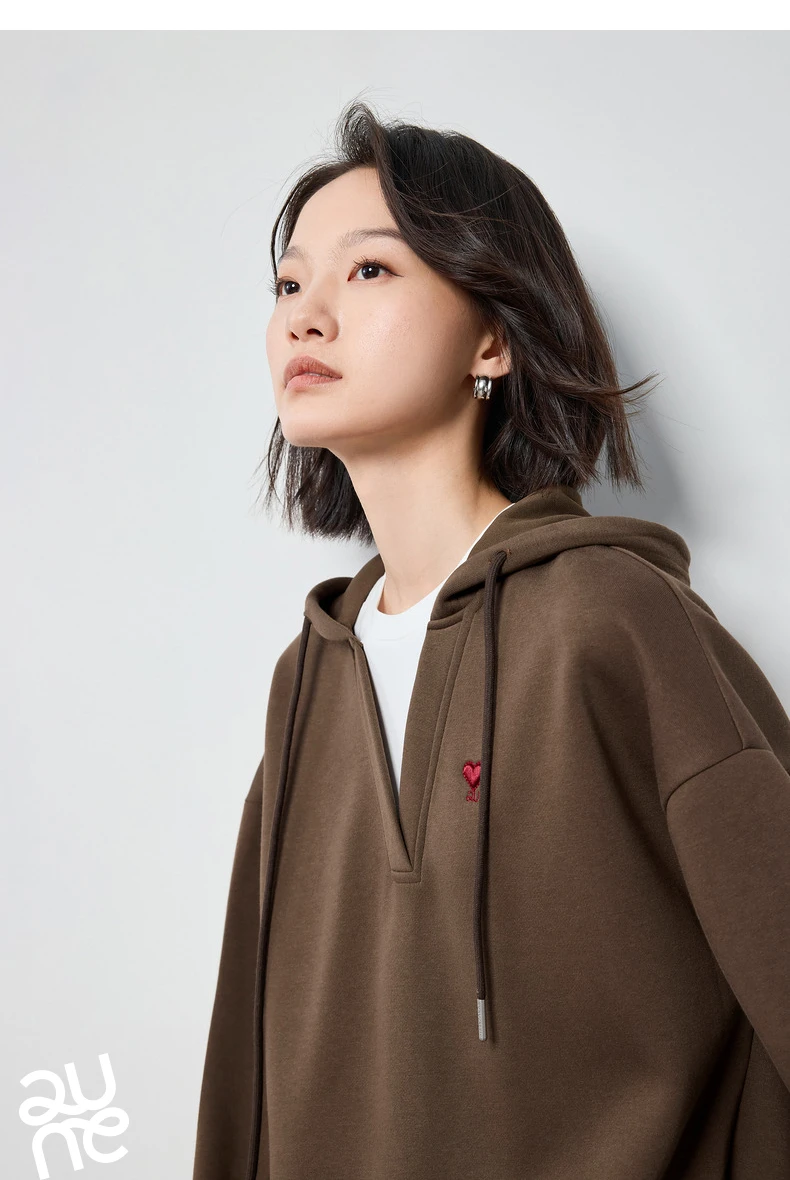 TOYOUTH Women Hoodies Sweatshirt 2024 Autumn New Heart Patter Embroidery Fake Two Piece Hooded Pullover Tops