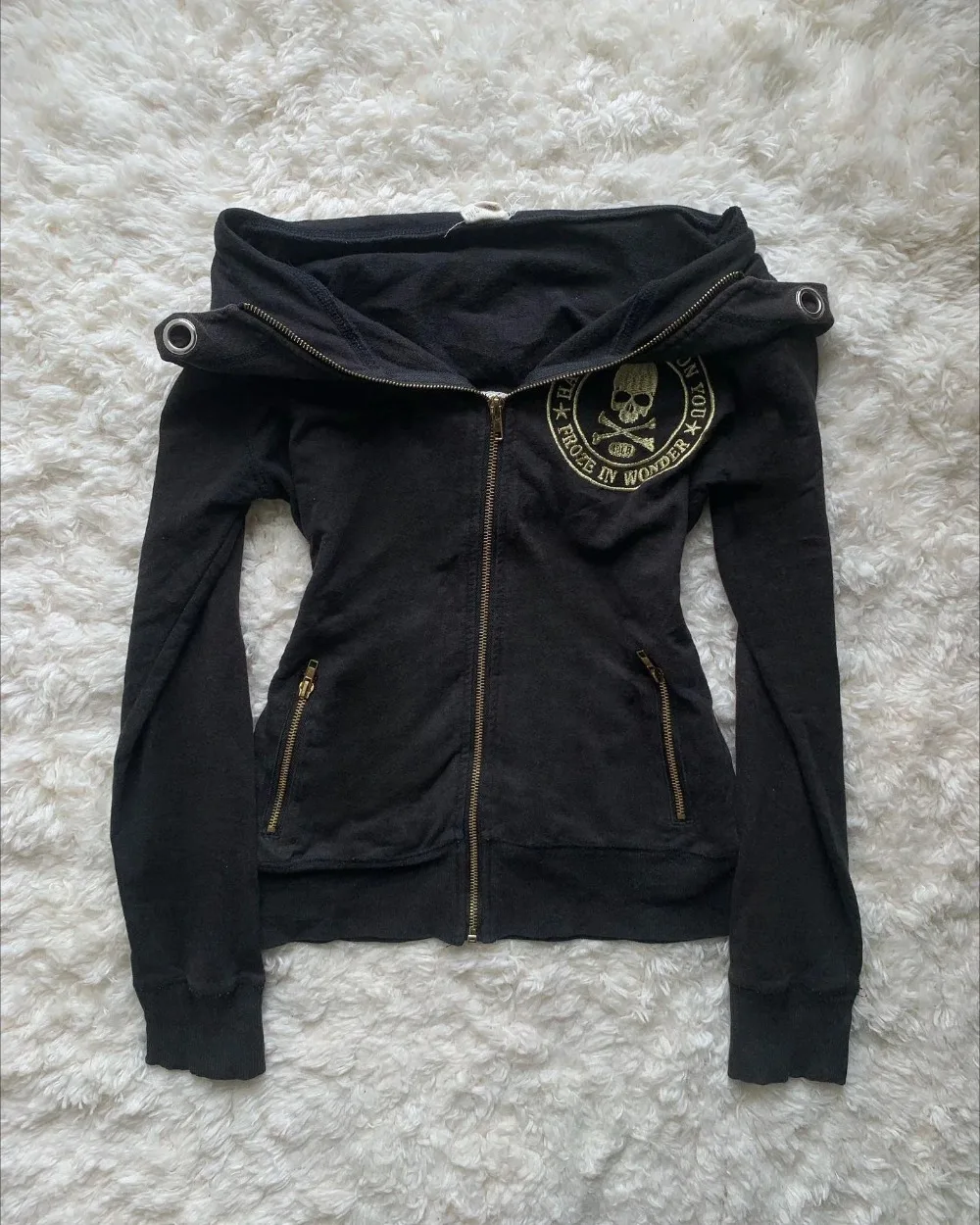 Y2K New Emo Fashion Rivet Zipper Hoodie Women Harajuku Black Oversized Hoodie Gothic Retro Classic Sweatshirt Autumn Clothing