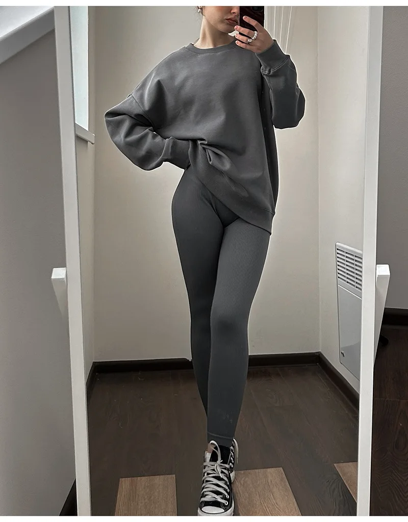 Autumn Oversized Sweatshirts Women Cotton Loose Pullovers Red O Neck Warm Sweatshirt For Women Oversize Winter Clothes Fleece