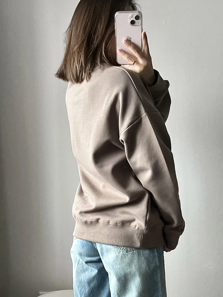 Autumn Oversized Sweatshirts Women Cotton Loose Pullovers Red O Neck Warm Sweatshirt For Women Oversize Winter Clothes Fleece