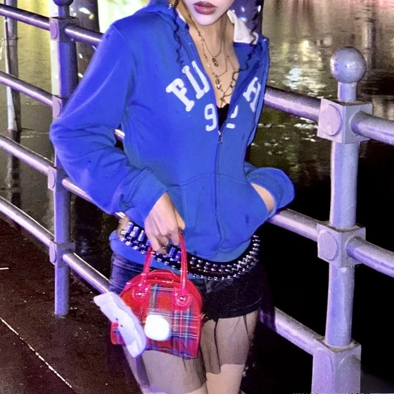 Sweatshirt jacket 2025 new loose casual top autumn and winter Gothic European American retro street clothing Y2K jacket trend