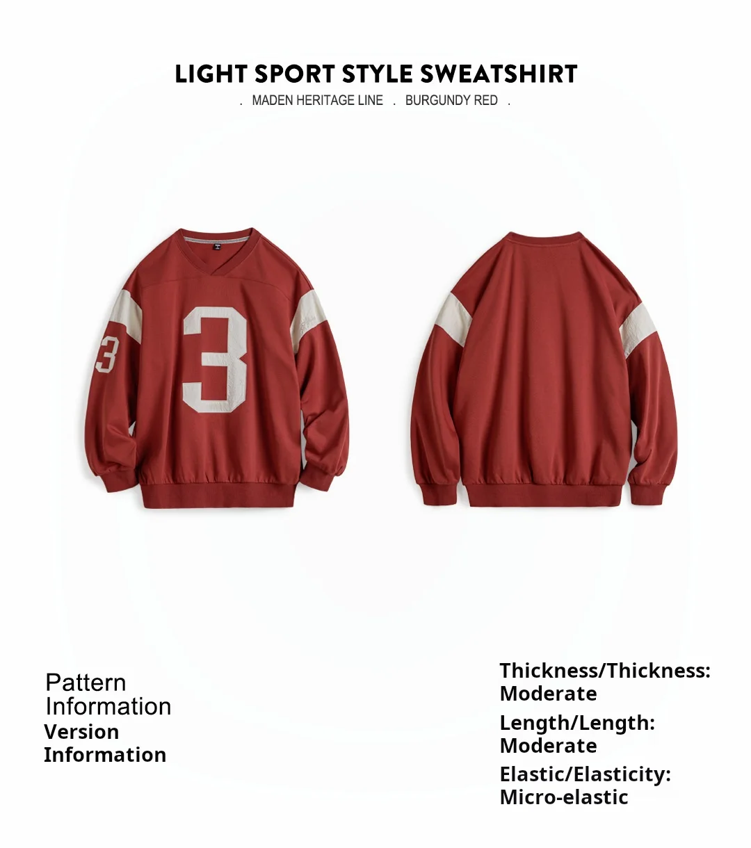 Maden Women’s Vintage Baseball V-Neck Sweatshirt Long Sleeve Pullover Color-Block Patchwork Loose Fit Cotton Blend Autumn Top