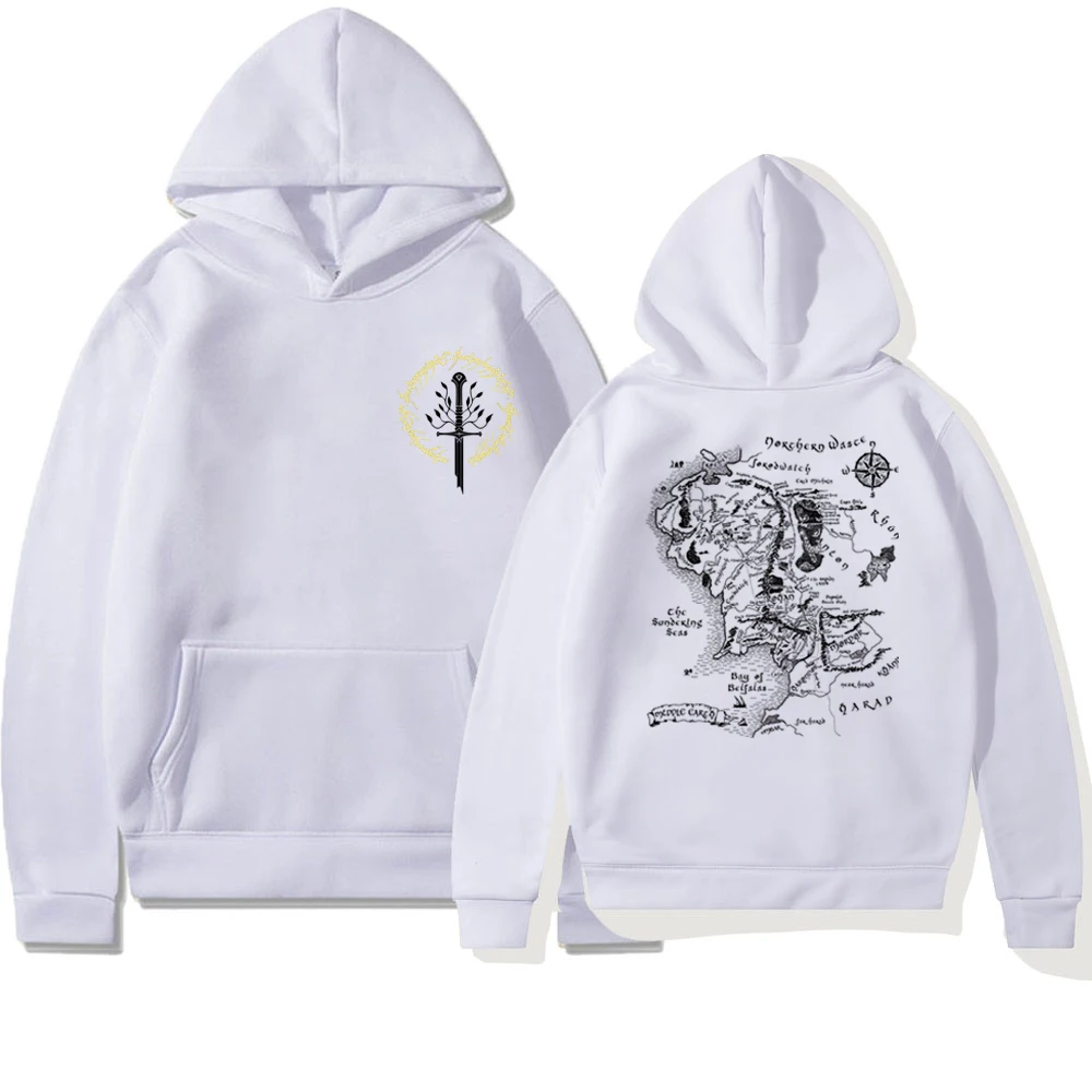 Middle Earth Map Hoodie Second Breakfast Club LOTR Sweater Middle-Earth Fan Apparel Tolkien The Shire Shirt LOTR Movie Hoodies