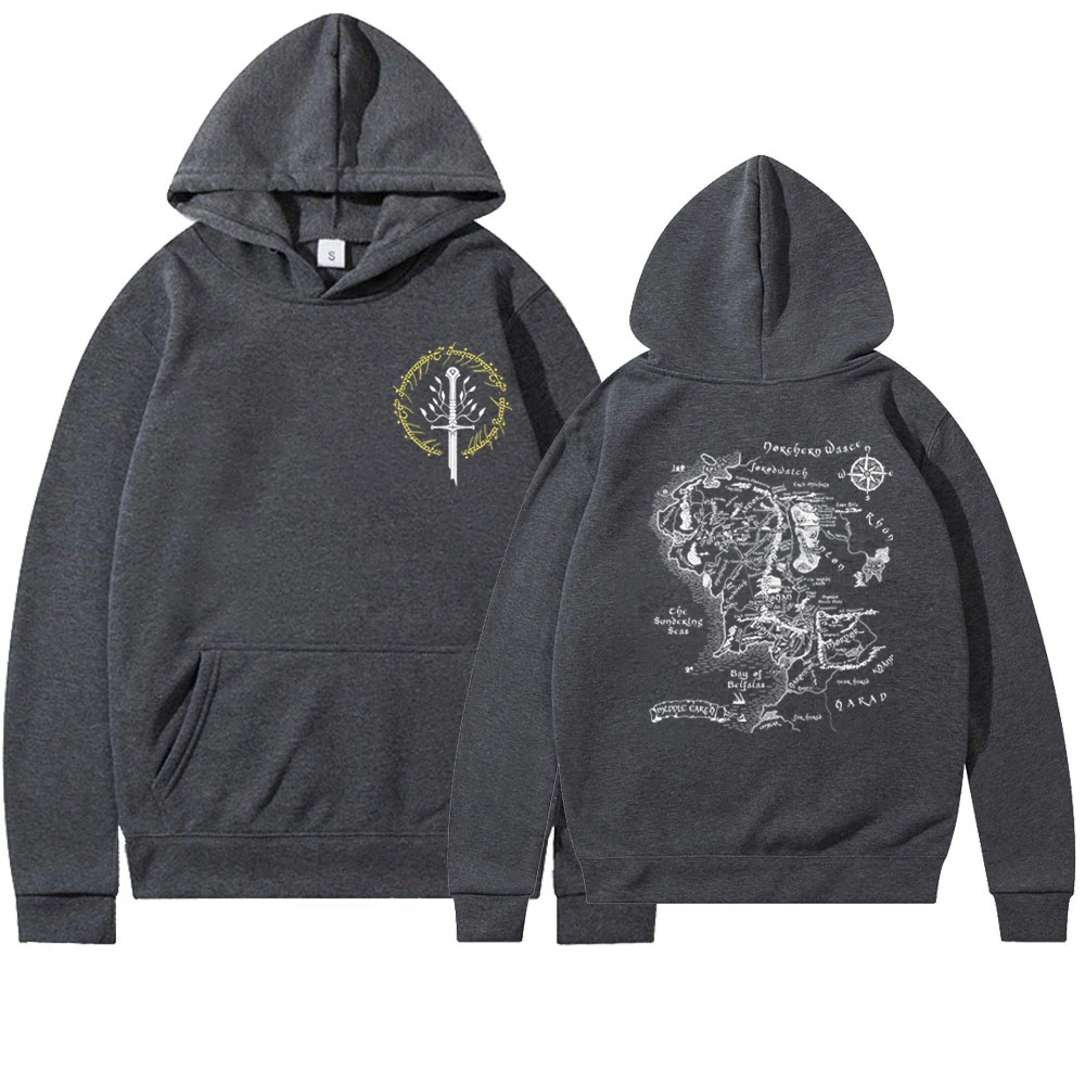 Middle Earth Map Hoodie Second Breakfast Club LOTR Sweater Middle-Earth Fan Apparel Tolkien The Shire Shirt LOTR Movie Hoodies