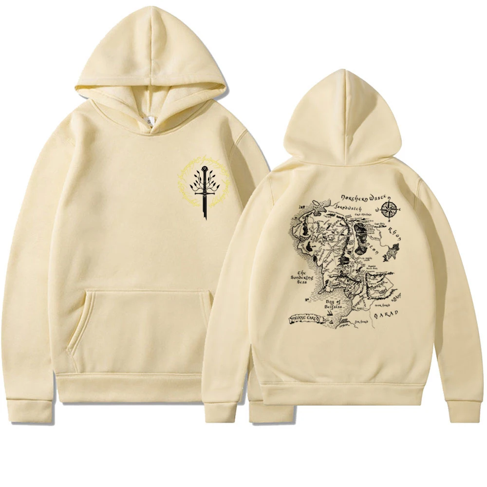 Middle Earth Map Hoodie Second Breakfast Club LOTR Sweater Middle-Earth Fan Apparel Tolkien The Shire Shirt LOTR Movie Hoodies