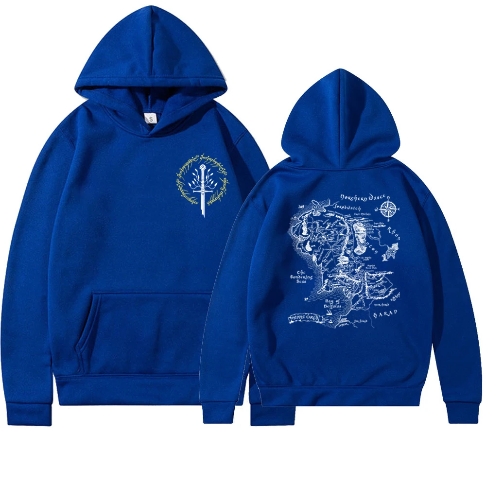 Middle Earth Map Hoodie Second Breakfast Club LOTR Sweater Middle-Earth Fan Apparel Tolkien The Shire Shirt LOTR Movie Hoodies
