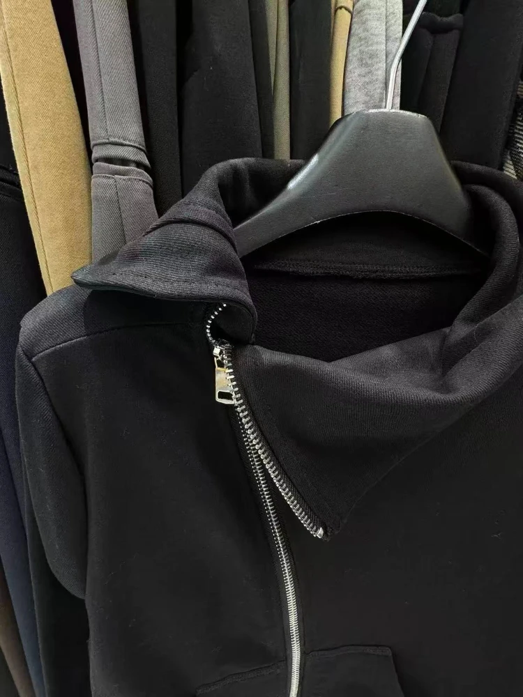 Spring New Long Sleeve Zipper Hoodie Casual Loose Hoodies High Collar Clothes Harajuku Y2k Woman Clothing American Tops