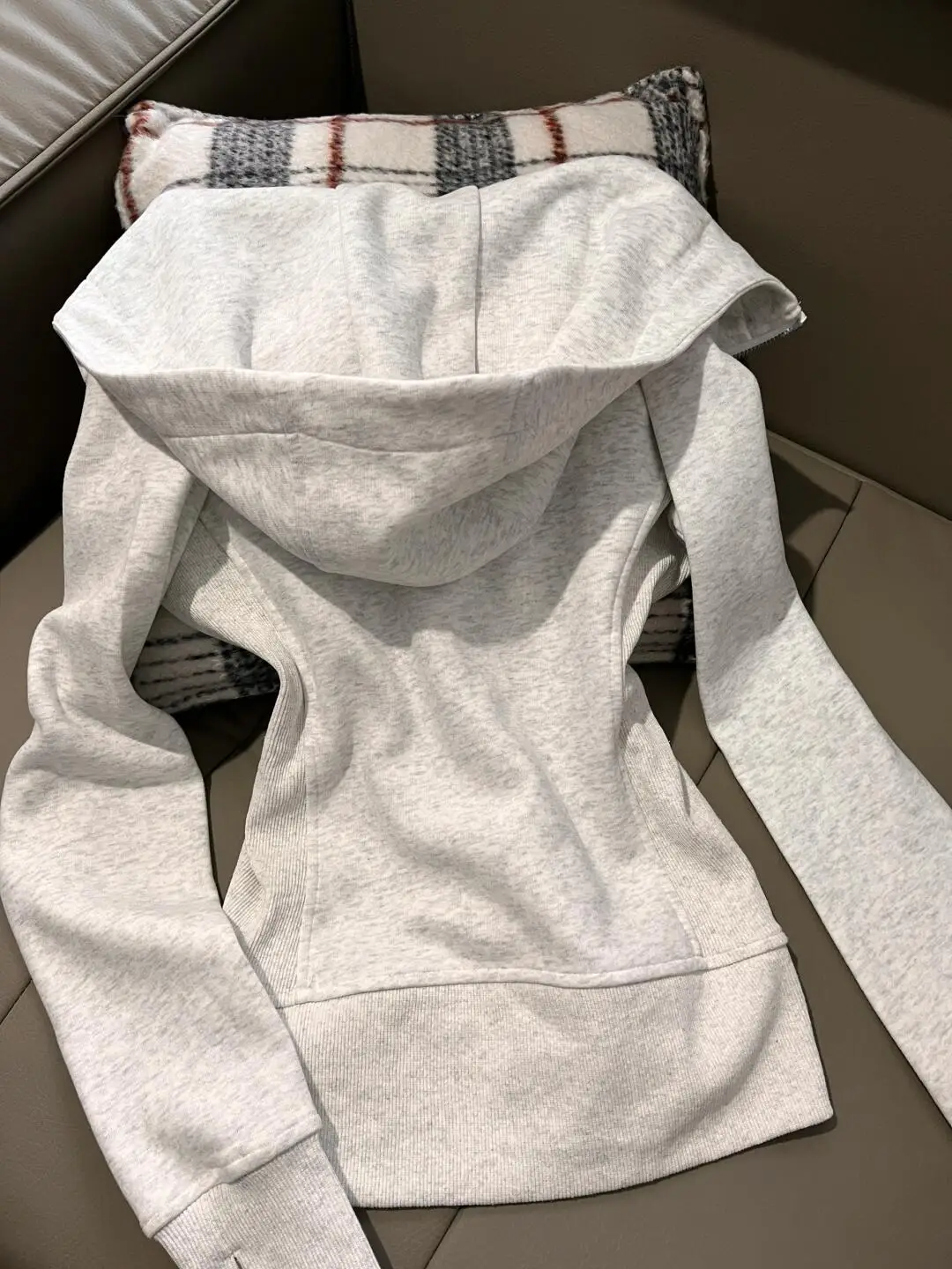 American Grey Shoulder Slim Fit Hoodie Coat For Women Spring Autumn Wear New Collection Hoodie Zipper Style Grey Jacket Top