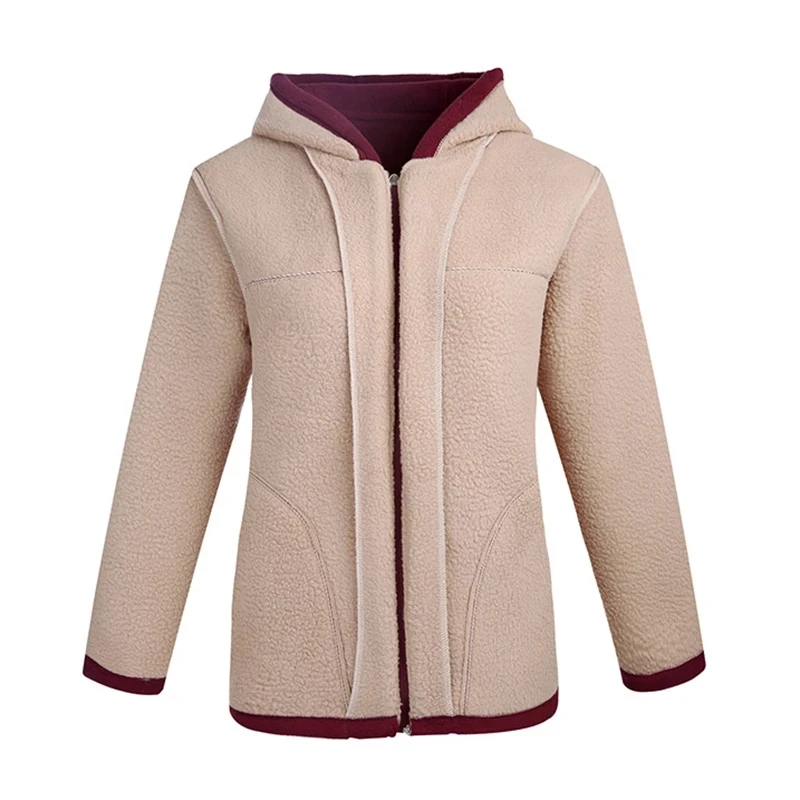 Autumn Women Fleece Jacket 2026 New Grandma Velvet Hooded Sweatshirt Cotton Warm Winter Jacket Coat Female Tops Basic Coats 5XL