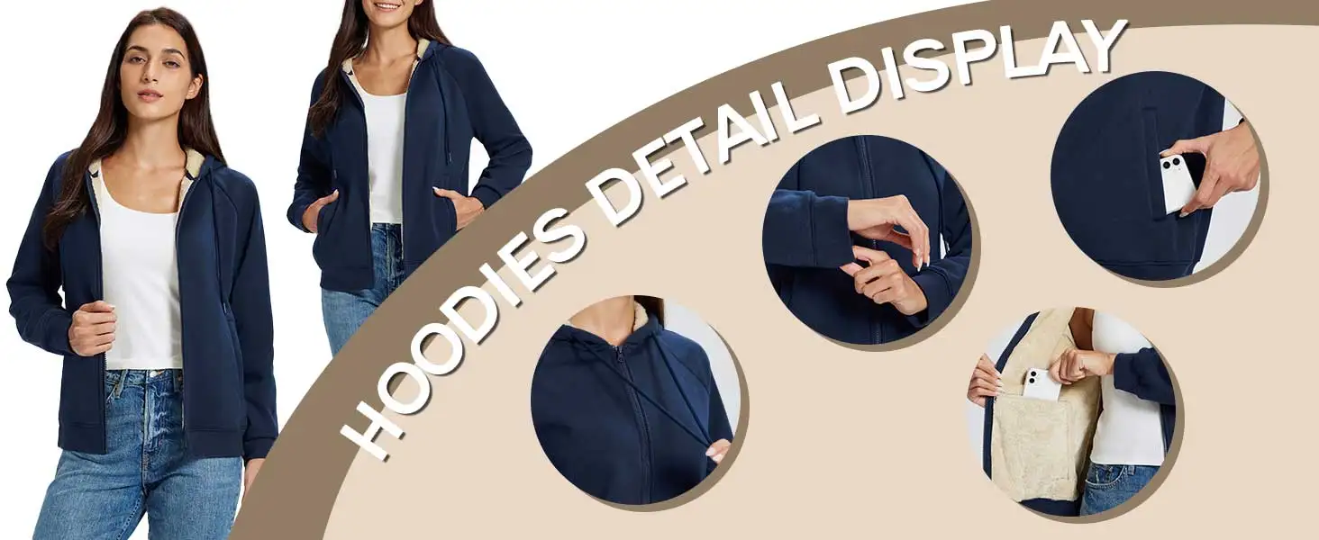 TACVASEN Women's Zip Up Sheerpa Hoodies Outdoor Sweatshirts Coats with Pockets Witner Warm Casual Fleece Lined Full-Zip Jackets