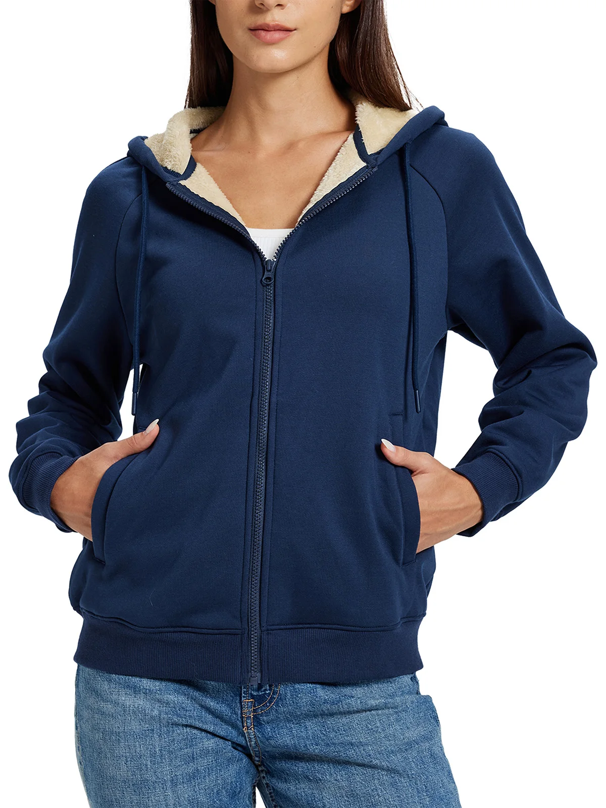 TACVASEN Women's Zip Up Sheerpa Hoodies Outdoor Sweatshirts Coats with Pockets Witner Warm Casual Fleece Lined Full-Zip Jackets