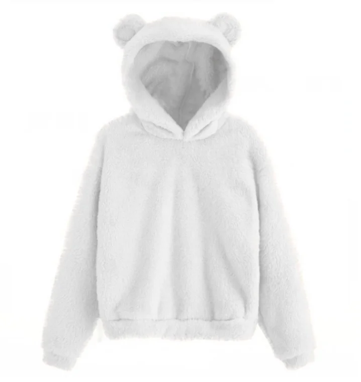 Autumn Winter Women's Hoodies Winter Women Long Sleeve Rabbit Ear Hood Sweatshirt Cute Plush Warm Casual Hoodie Tops