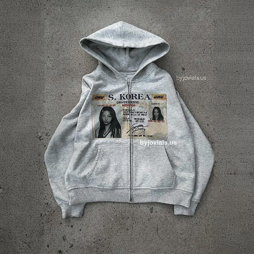 Harajuku Korean Style Graphic Print Hoodies Women Gothic Casual Oversized Hoodie Zip Sweatshirts Streetwear Y2k Women Clothing