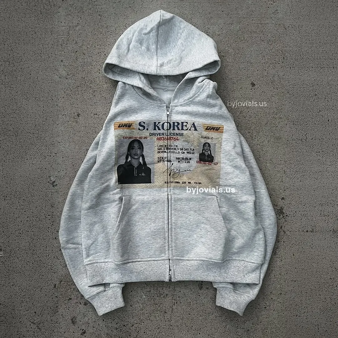 Harajuku Korean Style Graphic Print Hoodies Women Gothic Casual Oversized Hoodie Zip Sweatshirts Streetwear Y2k Women Clothing