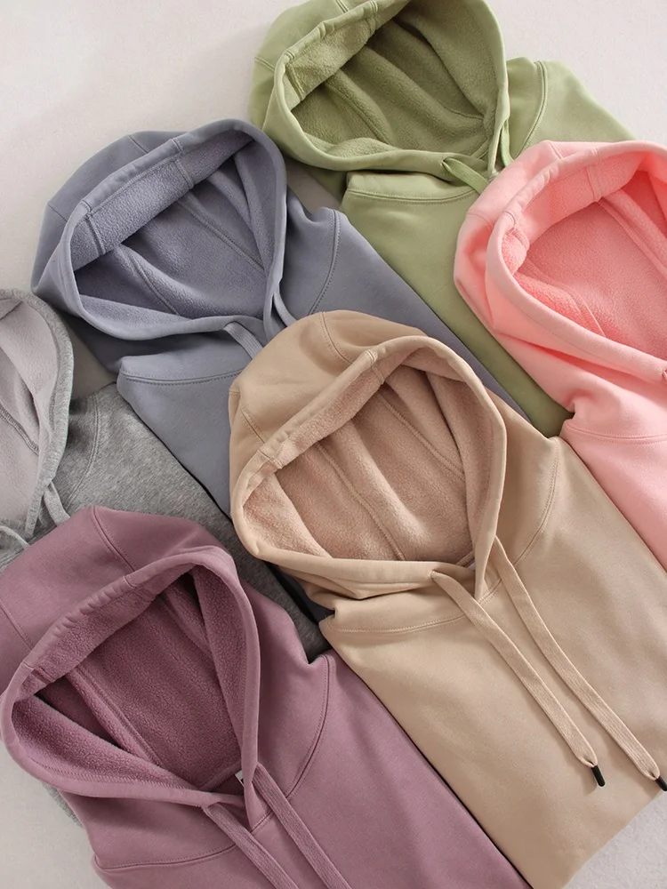 Streamgirl Winter Warm Fleece Hoodies For Women Green White Loose Sweatshirts With Hoodie Pink Pullover Hoodies Women Velvet Top