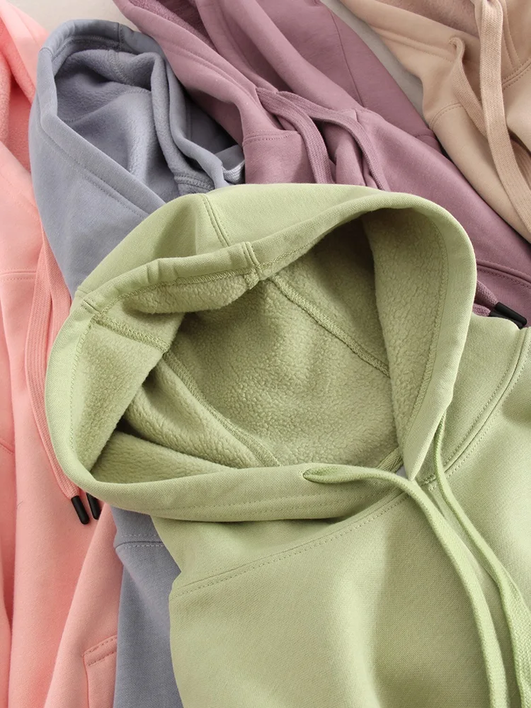 Streamgirl Winter Warm Fleece Hoodies For Women Green White Loose Sweatshirts With Hoodie Pink Pullover Hoodies Women Velvet Top