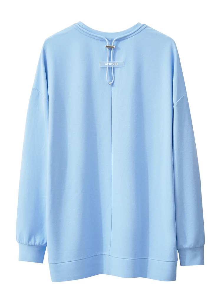 AMII Minimalist Sporty Hoodies for Women 2024 Autumn New Loose Cozy Bottom Shirt Trendy Crewneck Draw String Pullovers 12421006