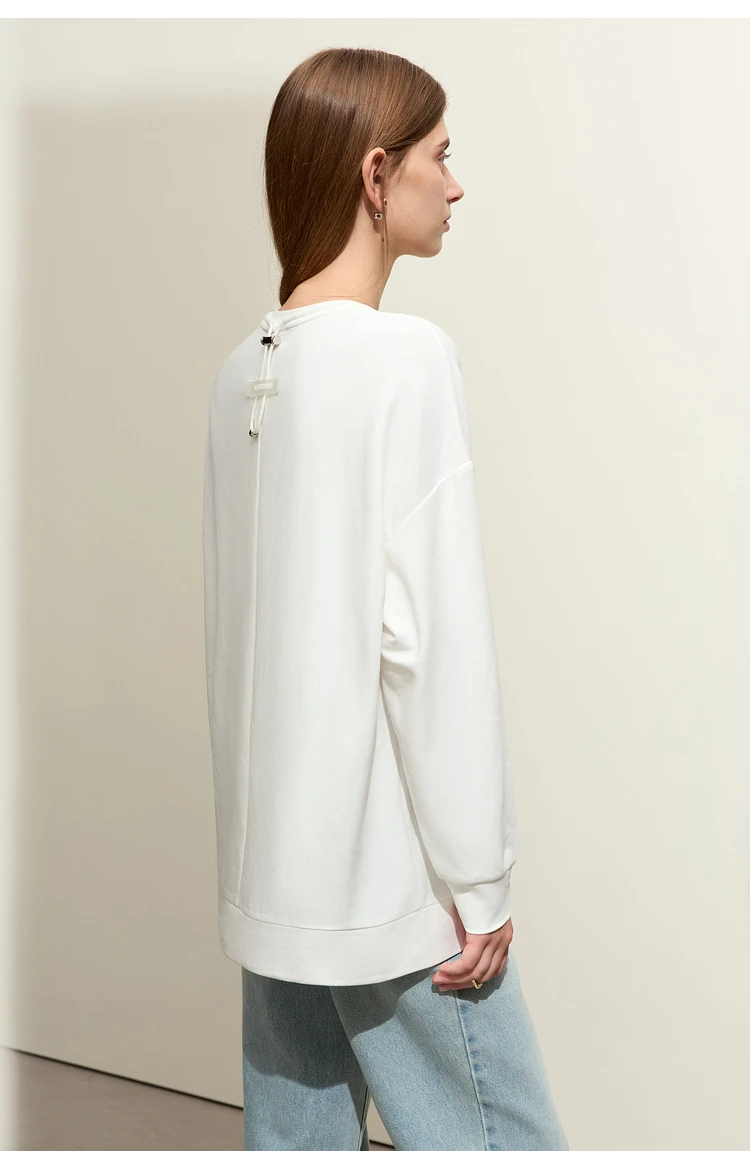 AMII Minimalist Sporty Hoodies for Women 2024 Autumn New Loose Cozy Bottom Shirt Trendy Crewneck Draw String Pullovers 12421006