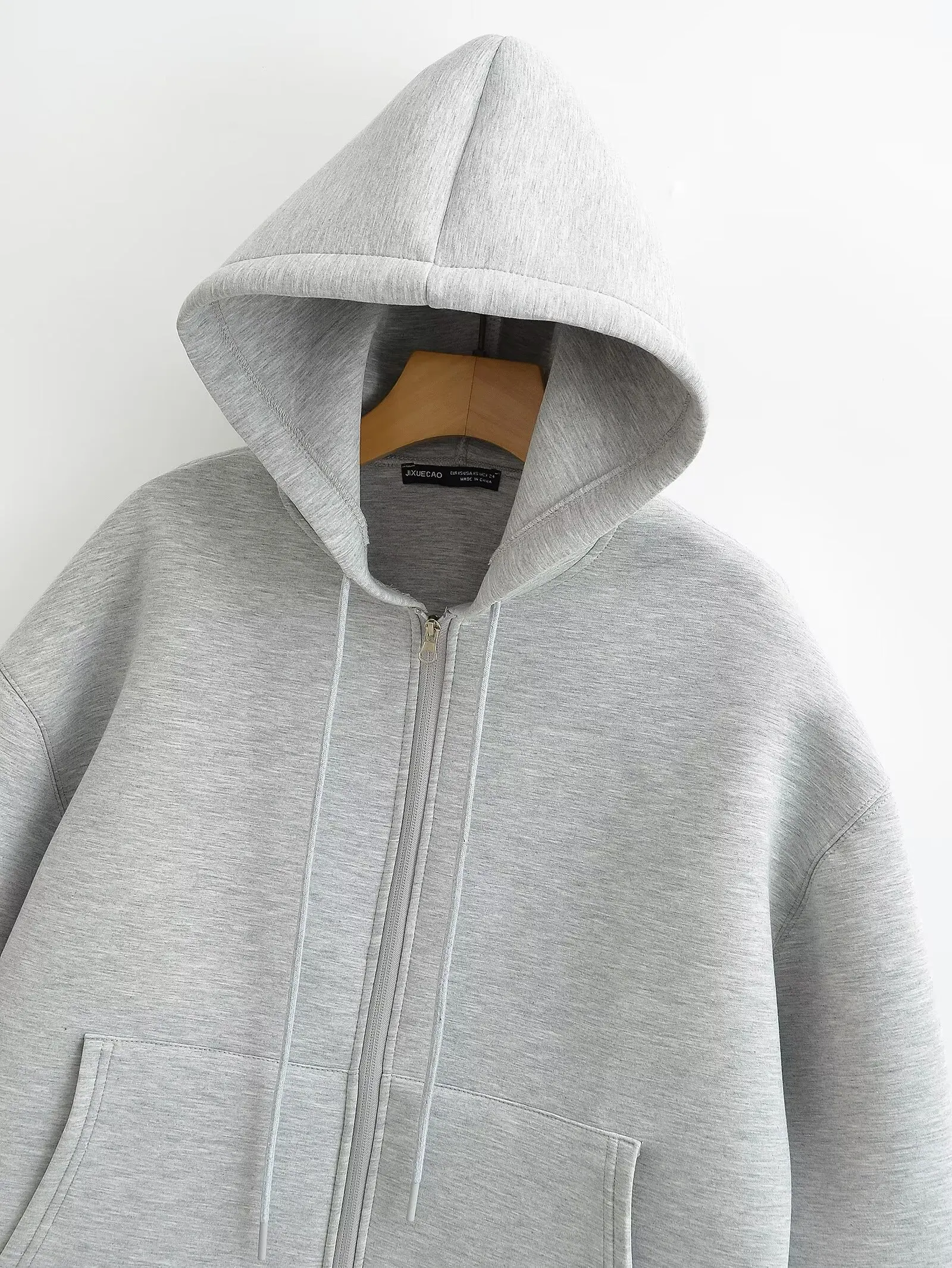 HH 2026 Casual Women's Soild Zipper Hoodie Long Sleeve Big Pocket Zipper Jacket With Hood Female Loose Outerwear Coat Tops