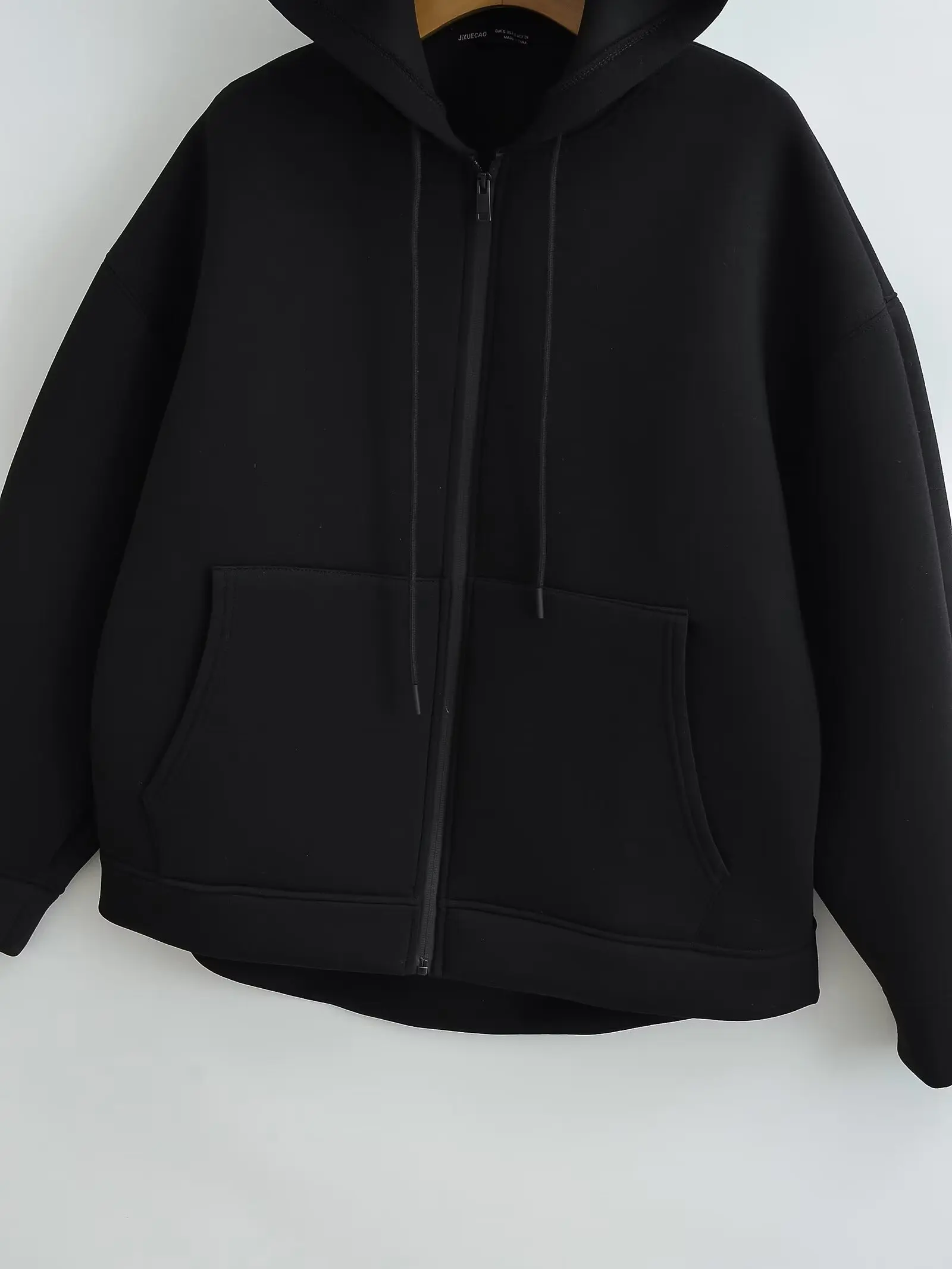 HH 2026 Casual Women's Soild Zipper Hoodie Long Sleeve Big Pocket Zipper Jacket With Hood Female Loose Outerwear Coat Tops