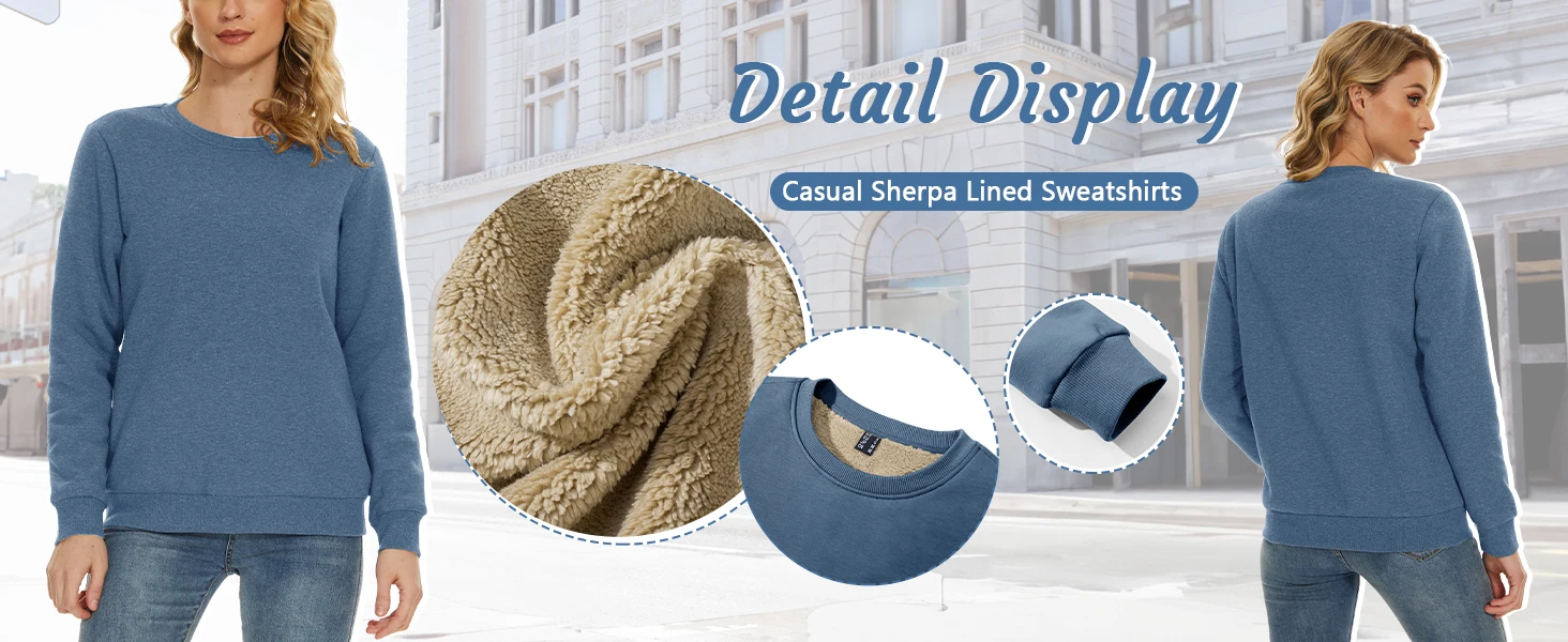 TACVASEN Winter Sherpa Lined Sweatshirt Womens Thick Warm Fleece Sweatshirts Home Party Casual Hoodies Streetwear Pullover Tops