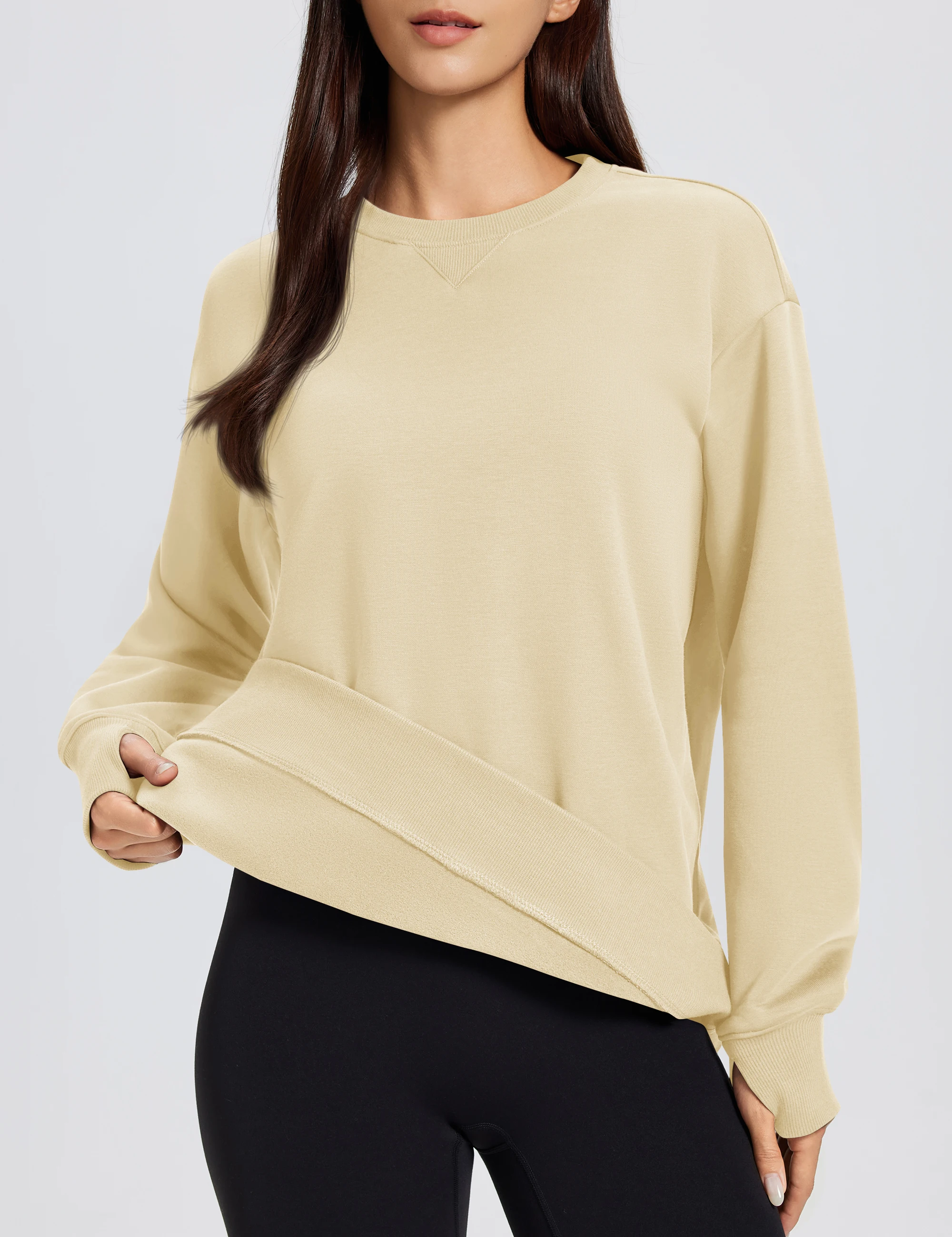 TACVASEN Women's Oversized Sweatshirts Winter Fleece Crewneck Pullover Warm Casual Long Sleeve Tops Streetwear with Thumb Hole