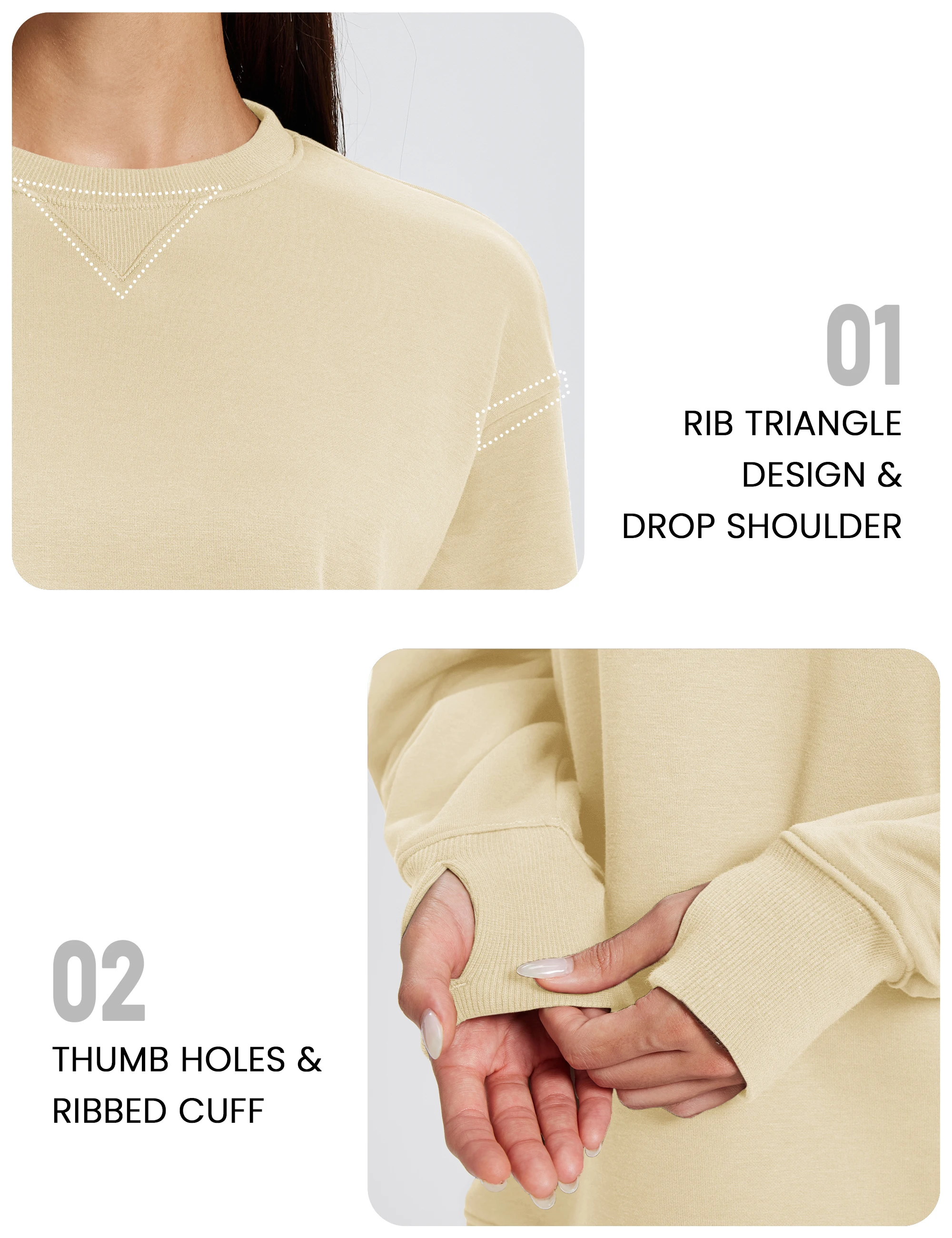 TACVASEN Women's Oversized Sweatshirts Winter Fleece Crewneck Pullover Warm Casual Long Sleeve Tops Streetwear with Thumb Hole