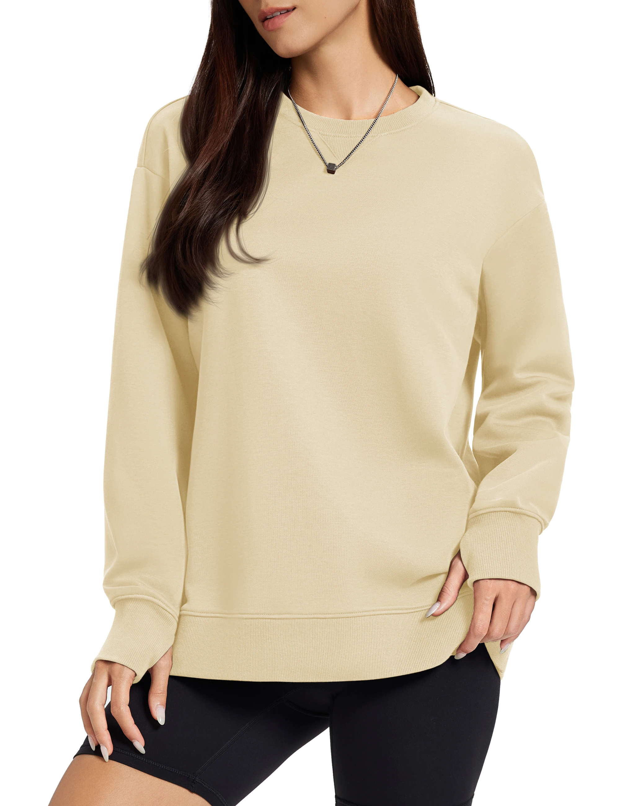 TACVASEN Women's Oversized Sweatshirts Winter Fleece Crewneck Pullover Warm Casual Long Sleeve Tops Streetwear with Thumb Hole