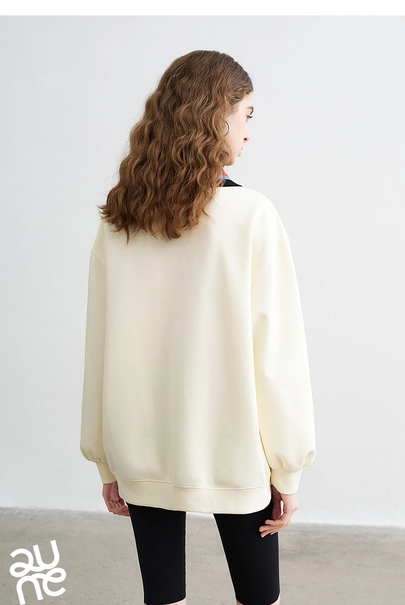 TOYOUTH Women Sweatshirts 2026 Spring New Cotton Knit Striped Turn-Down Collar Loose Fit Niche Stylish Tops