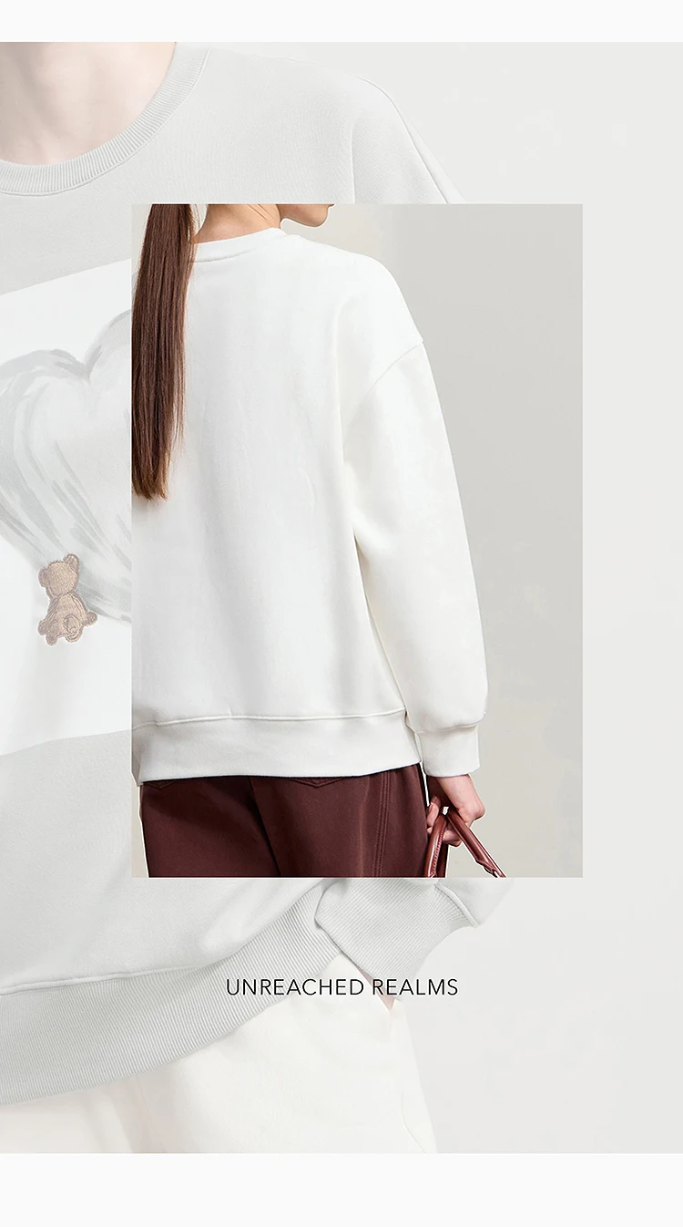 Amii Sweatshirt For Woman 2026 Winter New Printing Embroidered Casual Thick Crew Neck Long Sleeve Versatile Knit Tops 12524123