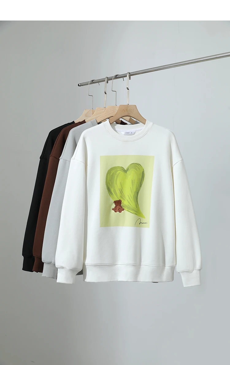 Amii Sweatshirt For Woman 2026 Winter New Printing Embroidered Casual Thick Crew Neck Long Sleeve Versatile Knit Tops 12524123