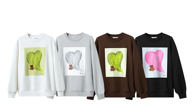 Amii Sweatshirt For Woman 2026 Winter New Printing Embroidered Casual Thick Crew Neck Long Sleeve Versatile Knit Tops 12524123