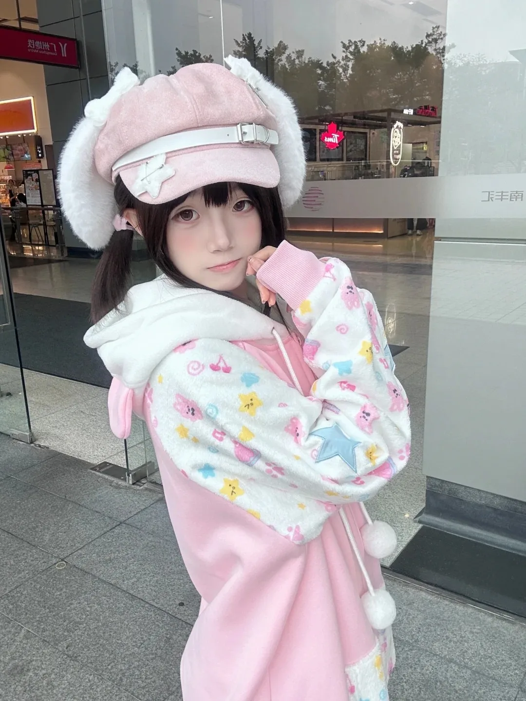 Harajuku Zip Hoodies Women Japanese Sweet Lolita Sweatshirts Kawaii Cartoon Print Y2k Hooded Overcoat Korean Fashion Clothes Top